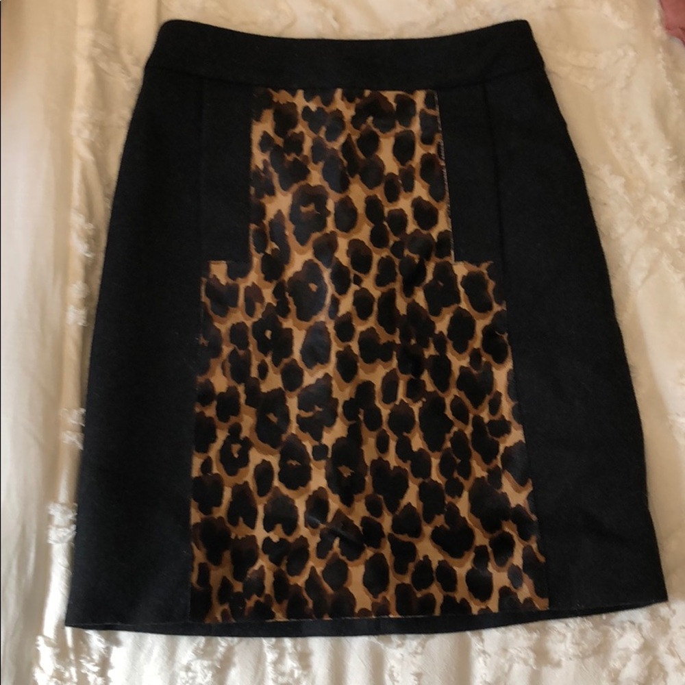 Longchamp Leopard Wool Skirt